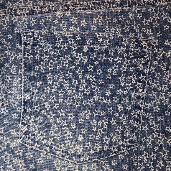 𝑮𝑽 6 Custom Rare Star Print Raw Hem Mom Amanda Blue White Shorts - Picture 8 of 11